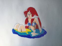 ariel blush disney disney_princess elvispresleyfan3577 embarassed knees omorashi peeing peeing_in_water peeing_self peeing_underwater red_hair shy the_little_mermaid urine urine_pool