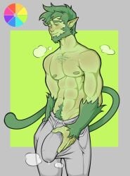 1boy 2023 abs bara barazoku beard beast_boy beastman_(muto20002) biceps big_bulge blush boner bulge bulge_through_clothing clothing dc dc_comics erection erection_under_clothes facial_hair garfield_logan gay gepp_(artist) gepp_d green_body green_hair green_skin hairy hairy_chest hi_res highres huge_bulge male male_focus male_nipples male_only male_pubic_hair manly muscles muscular muscular_arms muscular_male nipples penis_outline pointy_ears precum solo tail teen_titans