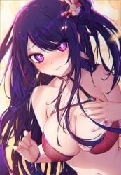 1girls female female_focus female_only hoshino_ai idol long_hair mitsu_art oshi_no_ko pubic_hair purple_eyes purple_hair see-through solo solo_female solo_focus