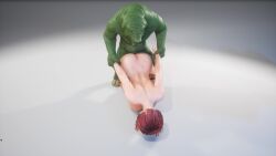 animated arms_grab_doggy_style doggy_style female from_behind goblin goblin_male green_skin leggings monster pulling_arms red_hair sex tagme video wildlife_(video_game)