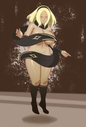 2021 blonde_hair breasts dark-skinned_female gravity_rush joylewds kat_(gravity_rush) nude wide_hips