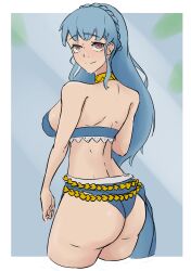 1girls alternate_costume alternate_hairstyle alternate_version_available ass back back_view bare_back big_ass bikini blue_bikini blue_hair blue_swimsuit breasts commission female female_only fire_emblem fire_emblem:_three_houses fire_emblem_heroes in2naps long_hair looking_at_viewer looking_back marianne_von_edmund marianne_von_edmund_(summer) medium_breasts nintendo official_alternate_costume smile solo swimsuit