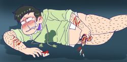 bleeding blood blush blushing_profusely cbt cock_and_ball_torture crying crying_in_pain cutting drool male male_only masturbation matsuno_choromatsu osomatsu-san razor self_harm