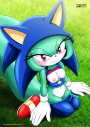 1girls bbmbbf clothes_lift furry furry_only kneeling mobius_unleashed outdoors palcomix pants_pull revealing_breasts solo sonar_the_fennec sonic_(series) sonic_the_hedgehog_(archie) sonic_the_hedgehog_(cosplay) sonic_the_hedgehog_(series)