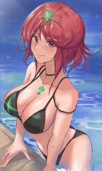 1girls big_breasts breasts calmgreentori core_crystal female female_only nintendo pyra solo swimming_pool swimsuit tagme xenoblade_(series) xenoblade_chronicles_2