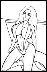 axitrone batman_(series) bikini bimbo bimbo_body bimbofication bimbofied dc dc_comics helena_wayne huntress_(dc) large_breasts light-skinned_female long_hair new_52 pool poolside swimsuit thick_thighs work_in_progress