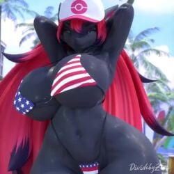 1:1 3d 3d_(artwork) adorable american_flag american_flag_bikini animated anthro bedroom_eyes big_breasts bikini bom39 bouncing_breasts breasts candy clothed clothing curvy_figure cute cute_face dessert digital_media_(artwork) dividebyzero female female_only food fur furry generation_5_pokemon hair half-closed_eyes hd huge_breasts huge_thighs hyper hyper_breasts lollipop looking_at_viewer narrowed_eyes nintendo pokemon pokemon_(species) print_bikini print_clothing print_swimwear seductive shaking_breasts short_playtime solo solo_female sound sound_effects sound_warning stars_and_stripes swaying swaying_hips swimwear tagme thick_thighs united_states_of_america video voluptuous wide_hips zoroark