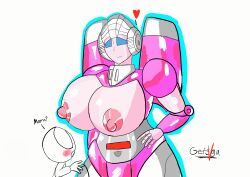 1boy 1girls arcee arcee_(g1) big_boobs big_breasts blue_eyes boobs breasts busty female getsvgadraws giant_breasts huge_breasts larger_female larger_female_smaller_male male nipples pink_nipples puffy_nipples robot robot_girl robot_humanoid simple_background size_difference smaller_male straight taller_girl tits transformers transformers_g1 white_background