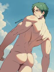 1boy ass ass_focus gay gublin male male_only muscular muscular_male mushoku_tensei ruijerd_supardia solo tagme yaoi