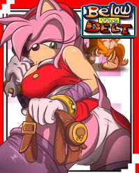 amy_rose amy_rose_(boom) anthro ass belt bodily_fluids camel_toe canid canine clothing covering covering_crotch covering_self cum dialogue duo eulipotyphlan female finger_in_mouth finger_suck fox genital_fluids greenhill hedgehog looking_at_viewer male male/female mammal panties screwdriver sega sonic_(series) sonic_the_hedgehog_(series) sucking tails tools underwear