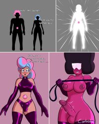 2022 2futas 4koma areolae artist_name artist_signature big_breasts big_penis black_hair brainwashed breasts bulge bulge_through_clothing cartoon_network clothed clothing commission controlox corruption crop_top dialogue digital_media duo elbow_gloves english_text erection fully_clothed futa_only futanari garnet_(steven_universe) gem_(species) gem_fusion gloves heart-shaped_pupils human humanoid intersex latex latex_crop_top latex_long_gloves latex_thighhighs leash light-skinned_futanari light_skin multicolored_hair nipples penis red_skin standing steven_universe stevonnie text thighhighs uncensored visor whip