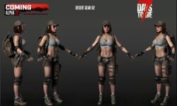 1girls 3d 3d_render 7_days_to_die abs aviator_sunglasses backpack big_breasts boots brown-tinted_eyewear brown_hair cap cleavage covered_nipples elbow_pads female female_abs female_only female_soldier first_aid_kit fit_female front_view gloves holster kneecaps knife_sheath muscular_female necklace side_view sunglasses sweat sweaty_body sweaty_breasts t-pose tactical_clothes tactical_gear tactical_gloves tinted_eyewear upscaled white_skin wristwatch