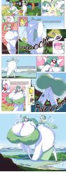 2girls angelgts ass_expansion big_ass big_breasts breast_expansion breasts comic comic_page drawinggardi female female_only gardevoir giantess giantess_growth growth growth_sequence huge_ass huge_breasts huge_thighs multiple_girls nintendo pokemon pokemon_(species) thick_thighs wide_hips