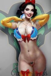 black_hair black_pubic_hair blue_eyes bottomless disney disney_princess looking_at_viewer pubic_hair pussy shikari snow_white_(disney) snow_white_and_the_seven_dwarfs vagina