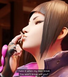 1boy 1girls 3d blowjob clothed_female_nude_male dick envlight fellatio female giantess giantess_fellatio juri_han macro micro oral oversized_fellatio oversized_oral shrink shrinking street_fighter street_fighter_6 sucking sucking_penis text tiny video_games