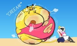 about_to_burst air_lactation big_breasts bird blue_lipstick blush breasts chip_(chipchell) chipchell clothes_ripping creaking diamond_(mitzapizza) edit female inflation nip_slip pikachu running_mascara sitonmeplease spherical_inflation sunken_head sunken_limbs