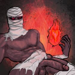 abs adventure_time big_penis black_skin fire muscles red_eyes scorcher scorcher_(character)