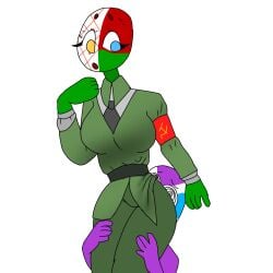 1boy 1girls alternate_version_available belarus_(countryhumans) countryhumans countryhumans_girl countryhumans_oc dios_nos_a_abandonado female femdom god_has_left_us male military_uniform simple simple_background uniform white_background