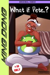 barefoot big_breasts closed_eyes clothed cover_page credits dark-skinned_male dark_skin female glasses holding_object huge_breasts human kingdong98 masked_oppai maskedoppai real_person sitting sitting_on_floor smiling solo_female