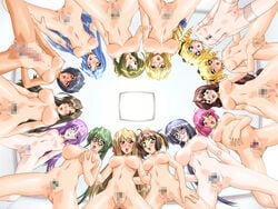 14girls 6+girls blac blonde_hair blue_eyes blue_hair blush brown_eyes brown_hair censored everyone futanari glasses green_eyes green_hair nude pink_hair pregnant pubic_hair purple_hair red_eyes tagme wink yellow_eyes