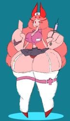 1girls ass_bigger_than_head ass_bigger_than_skirt big_ass big_breasts breasts breasts_bigger_than_head bursting_breasts clayre_(samuelsmsart) female huge_ass huge_breasts hyper hyper_thighs looking_at_viewer nurse original original_character samuelsmsart solo_female thick_thighs wide_hips