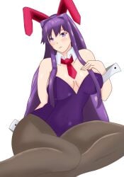 big_ass big_breasts bunnysuit doki_doki_literature_club dylanmac72 purple_eyes purple_hair sitting thick_thighs yuri_(doki_doki_literature_club)