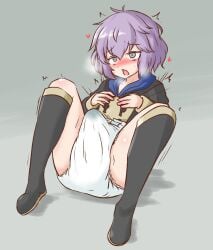 1futa bernadetta_von_varley boots cum cum_in_diaper diaper ejaculation erection_under_diaper fire_emblem fire_emblem:_three_houses futanari hoodie no_pants orgasm orgasm_without_stimulation water_noodle