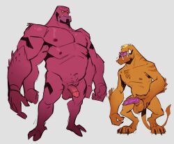 anthro balls bara ben_10 boner erection flaccid four_arms four_eyes fourarms furry male male_only muscles muscular no_eyes nude penis red_body red_skin size_difference tetramand tongue_out tuskyrayan vulpimancer wildmutt