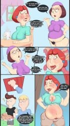 2boys 2girls age_difference bbw big_ass big_belly big_breasts big_butt busty caption chubby chubby_female color comic comic_page confused_look dialogue family family_guy ginger ginger_hair half-dressed huge_ass huge_breasts ilovecoffee13 lois_griffin mature_female meg_griffin milf mother_and_daughter pregnant pubic_hair red_hair seductive_eyes seductive_look seductive_pose seductive_smile story tongue_out younger_female