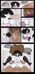 1boy 1futa absurd_res anus ass balls bathroom big_belly big_breasts big_butt big_penis bodily_fluids bottomless breasts chastity_cage chastity_device cheesybulka clothed clothing comic cum cum_inside cumflation dark-skinned_futanari dark_skin digital_media_(artwork) duo erection female femboy futa_is_bigger futa_on_male futanari genital_fluids genitals girly glory_hole hair hi_res huge_breasts huge_cock human humanoid_penis inflation intersex intersex/male legwear male mammal motion_lines muscular muscular_female naked nipples nude open_mouth partially_clothed penetration penis precum puffy_anus saliva saliva_on_penis saliva_string sex simple_background small_penis smile stockings stomach_bulge text thick_thighs vivian_(sexzydahobo) white_body white_skin yoyu_(cheesybulka)