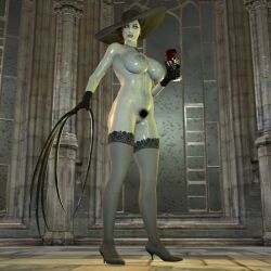 3d alcina_dimitrescu alternate_version_available areola belly_button black_hair capcom clawed_fingers earrings gloves hat heel_boots large_breasts larger_female lipstick looking_at_viewer lust_core necklace nipples pale-skinned_female pubic_hair pussy resident_evil resident_evil_8:_village source_filmmaker stockings vampire vorongamer wet_body wine_glass yellow_eyes