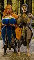 2girls 3d abs aesir_(norse_mythology) athletic athletic_female big_ass big_breasts blonde_hair blue_eyes bottom_heavy braided_hair breasts busty curvaceous curvy curvy_figure eyebrows eyelashes eyes female female_focus fit fit_female freya_(god_of_war) front_view god god_of_war god_of_war_ragnarok goddess hair hips hourglass_figure huge_ass huge_boobs huge_breasts human humanoid large_breasts legs light-skinned_female light_skin lips long_hair mature mature_female mehlabs milf mother muscles mythology norse_mythology norse_runes santa_monica_studio sif_(god_of_war) sony_corporation sony_interactive_entertainment tattoo tattooed_arm tattoos thick thick_legs thick_thighs thighs toned toned_female top_heavy topless upper_body vanir_(norse_mythology) voluptuous waist wide_hips witch