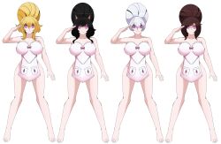 4girls absurdres alternate_hairstyle apron barefoot beehive_hairdo big_breasts black_hair blake_belladonna blonde_hair bow breasts brown_hair cat_ears cat_girl domestication eyeshadow female female_only happy_trance heart heart_eyes housewife hypnosis istravas large_breasts mind_control multiple_girls multiple_subs naked_apron pink_eyes ruby_rose rwby salute saluting smile standing standing_at_attention stepford_wife stepfordization story weiss_schnee white_hair wide_hips yang_xiao_long