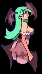 ass clothing darkstalkers drawbuster female female_only green_eyes green_hair morrigan_aensland sideboob small_breasts solo succubus tagme