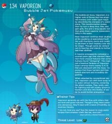 1girls 1male blue_hair creature_index eeveelution english_text fins generation_1_pokemon human kinkymation nintendo page_134 page_number pokémon_(species) pokemon pokemon-girl_encyclopedia pokemorph pokemusu pokephilia profile purple_jacket showers_(pokemon) tail vaporeon