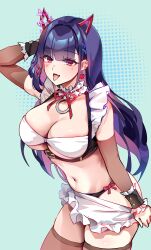 1girls akuma_nihmune breasts female foxy_rain_(foxyreine) foxyrain_(foxyreine) foxyreine hi_res horns indie_virtual_youtuber large_breasts light-skinned_female light_skin long_hair maid maid_bikini purple_eyes purple_hair simple_background succubus virtual_youtuber