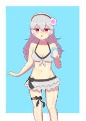 1girls alternate_costume bikini blush cleavage corrin_(female)_(summer)_(fire_emblem) corrin_(fire_emblem) corrin_(fire_emblem)_(female) drink female female_only fire_emblem fire_emblem_fates fire_emblem_heroes flower godofgodofro grey_hair hair_flower long_hair looking_at_viewer more_at_source nintendo official_alternate_costume open_mouth red_eyes solo swimsuit white_bikini white_swimsuit