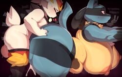 !! 1boy 1girls absurd_res against_wall anthro anthro_on_anthro anthro_only anthro_penetrated anthro_penetrating anthro_penetrating_anthro areola ass_grab balls bent_over berseepon09 big_ass big_balls big_breasts big_penis big_testicles blue_body blue_fur blush bodily_fluids bouncing_breasts canine cinderace closed_eyes cum cum_inside duo exclamation_point female female_lucario female_penetrated fur furry furry_only game_freak gigantic_ass gigantic_breasts hand_on_ass hi_res huge_ass huge_breasts huge_cock humanoid_penis hung_trap hyper hyper_penis jackal lagomorph large_insertion large_penis leporid lucario male male/female male_penetrating male_penetrating_female nintendo nipples nude nude_female onomatopoeia open_mouth penetration penis pokemon pokemon_(species) rabbit sex sex_from_behind side_view size_difference small_but_hung small_dom_big_sub stomach_bulge straight sweat tail testicles thick_thighs vaginal_penetration visible_breath voluptuous voluptuous_female white_body white_fur wide_hips x-ray