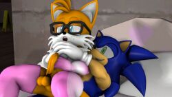 best_friends blue_eyes blue_fur cock commission commissioner_upload femboy fox foxlewdies furry gay gay_anal gay_sex glasses glasses_on_head green_eyes hedgehog nerd nerdy nerdy_male pearly_gates_position penis sega sonic_(series) sonic_the_hedgehog sonic_the_hedgehog_(series) tails testicles yellow_fur