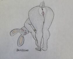 1girls 2023 anus ass bent_over breasts bunny_ears bunny_tail butt darkeffect female_only first_post_of_artist furry gray_fur hand_drawn judy_hopps looking_back nipples nude pink_eyes presenting_hindquarters pussy rear_view smile white_fur zootopia