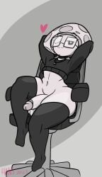 1boy among_us among_us_reference belly big_ass big_glasses big_penis black_clothing chair champi_(oc) choker exposed_ass exposed_belly femboy glasses half_naked hans_nsfw heart-shaped_pupils hoodie huge_cock male male_only mushroom mushroom_humanoid no_background sitting thighhighs watermark white_body wide_hips wink winking_at_viewer