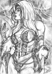 big_breasts black_and_white breasts carlos_silva emma_frost female lingerie marvel marvel_comics navel panties sketch white_queen x-men