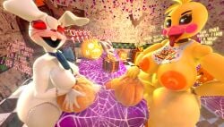 2futas 3d 3d_(artwork) animatronic anthro arcade_machine avian beak bib big_ass big_balls big_breasts big_butt bird black_eyes black_sclera blush blush_lines bow checkered_floor chicken costume cross-eyed dialog dialogue duo ear encouragement eyes_rolling_back five_nights_at_freddy's five_nights_at_freddy's:_security_breach five_nights_at_freddy's_2 fnaf food food_fetish food_penetration food_play fucking_pumpkin fursuit futa_only futanari halloween halloween_decoration halloween_pumpkin halloween_theme huge_ass huge_thighs improvised_sex_toy lewdwithlogan looking_at_another looking_pleasured mask musk musk_clouds musky musky_armpit musky_balls musky_cock nude onomatopoeia open_mouth precum precum_drip present pumpkin rabbit rabbit_ears red_eyes ribbon sfm shlock source_filmmaker sweat sweating sweaty sweaty_balls sweaty_breasts sweaty_butt sweaty_genitalia sweaty_thighs tail text thick_thighs thrust thrusting tongue tongue_out toy_chica_(fnaf) vanny vanny_(fnaf) white_body white_eyes wide_hips yellow_body