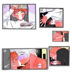 2boys comic comic_panel countryhumans male male_only peru_(countryhumans) red_body red_skin russia_(countryhumans) spanish_text text yaoi