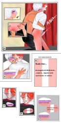 2boys comic comic_panel countryhumans gay male male_only peru_(countryhumans) red_body red_skin russia_(countryhumans) spanish_text text yaoi