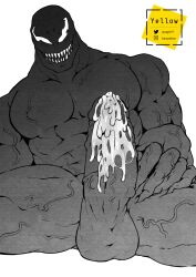 balls bara big_penis boner cum cum_on_penis dark_body erection long_tongue male male_only marvel marvel_comics muscles muscular nude penis sharp_teeth sitting solo solo_male spread_legs venom venom_(marvel) yellowquagsire