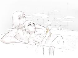 2girls after_sex bath bathtub multiple_girls oc original otonaru rubber_duck shared_bathing tagme wholesome yuri