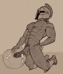 1boy 2023 abs aervyl ass balls bara barazoku biceps big_balls big_penis completely_nude corinthian_helmet cum cum_drip cum_dripping_from_penis erection foreskin gay genital_fluids greek_mythology hairy hairy_arms hairy_chest helmet male male_focus male_nipples male_only male_pubic_hair manly muscles muscular muscular_arms muscular_legs muscular_male muscular_thighs mythology nipples nude orgasm penetration penis simple_background solo solo_male vein veiny_penis warrior