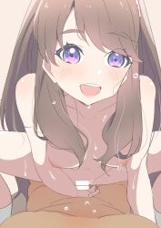 1boy 1girls blush breasts brown_hair censored cowgirl_position dodemoiee doodemoii female first_porn_of_character fujishima_megumi guided_penetration highres link!_like!_love_live! long_hair love_live! navel nipples nude open_mouth purple_eyes sex smile socks straddling