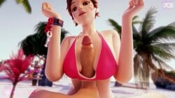 1boy 1girls 3d alternate_breast_size animated beach big_penis bikini blizzard_entertainment boobjob bouncing_breasts breasts d.va erection exhibitionism grand_cupido hana_song hands-free_paizuri hentaivr large_penis longer_than_30_seconds looking_at_viewer male_pov medium_breasts outside overwatch paizuri paizuri_lead_by_female paizuri_under_clothes penis pov shorter_than_five_minutes sound swimsuit titfuck video waveracer_d.va